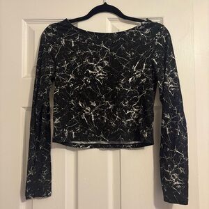 Abound Black and White Patterned Long Sleeve Top